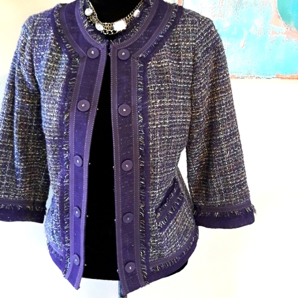 Chico's/ Purple/ Tweed Blazer/ Jacket - Picture 12 of 14